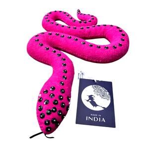 New 15" Pink Wool Jeweled Snake Halloween Decor NWT